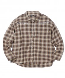 MI-Logo Oversized Check Shirt Brown