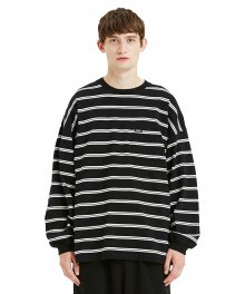 MINIMAL STRIPED LONG SLEEVE black