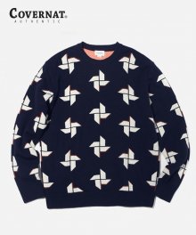 MULTIPLE PINWHEEL CRWNECK KNIT NAVY