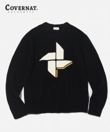 PINWHEEL CRWNECK KNIT BLACK