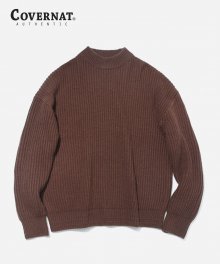 OVERSIZED MOCK NECK KNIT BROWN