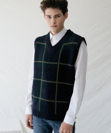 M#1641 450g heavy wool check vest