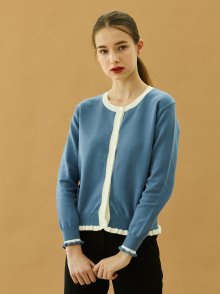 round frill cardigan_skyblue