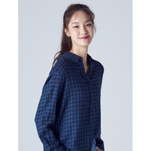 네이비 깅엄체크 루즈핏 베이직 셔츠 (358864CY1R)