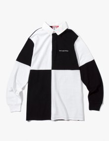 COLOR BLOCKED RUGBY SHIRT - WHITE/BLACK