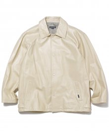 Leather Coach Jacket Ivory