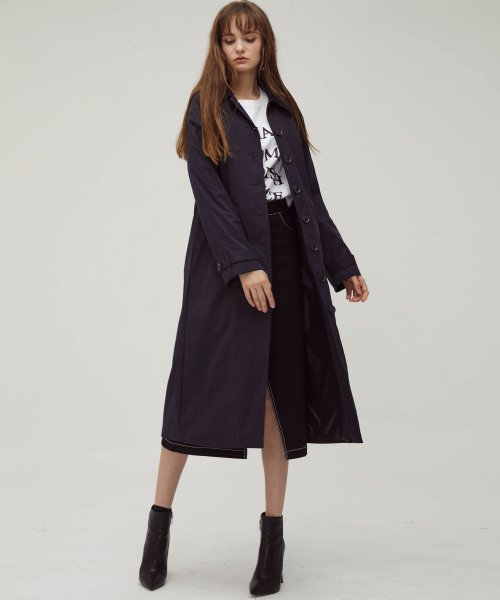 HS SINGLE TRENCH COAT(NAVY)
