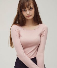 HS SQUARE NECK TEE(PINK)