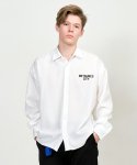 벳규어스() [UNISEX] 오버핏 베스트 씨티 베이직 꼴라쥬 아트워크 셔츠 남방 화이트