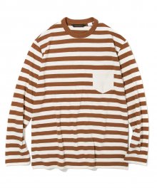 18fw pocket stripe tee brown