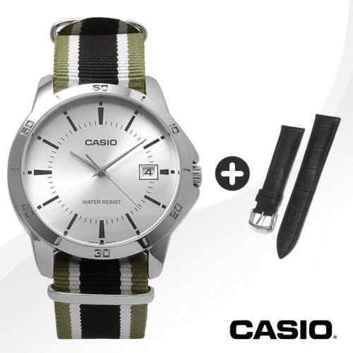 카시오(CASIO) MTP-V004L 남성가죽시계+ 카키3컬러 나토밴드 추가증정 - 50,000 | 무신사 스토어