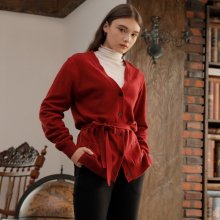 BELTED CARDIGAN_RED