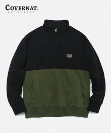 COLOR BLOCK HALF ZIP-UP BLACK