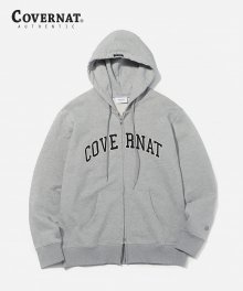 EMBROIDERY ARCH LOGO HOODIE ZIP UP GRAY