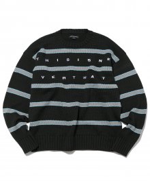 Striped Oversized Knit Sweater Black