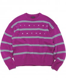 Striped Oversized Knit Sweater Purple