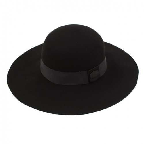 Round BK Metal Line Wool BK Fedora 울페도라