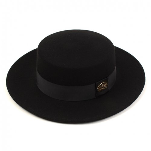 Flat GD Metal Line Wool BK Fedora 울페도라
