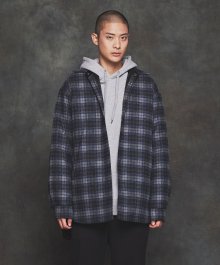 [UNISEX] 오버핏 패딩 체크 셔츠 (BLACK)