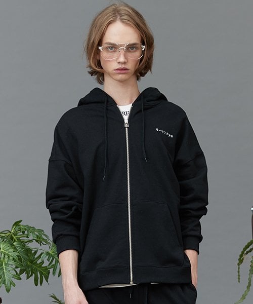 RC zip-up heavy hoody (black)