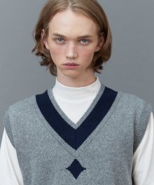 RC lambs wool knit vest (gray)