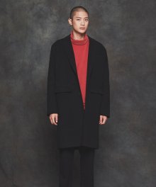 [UNISEX] 베이직 오버핏 싱글 코트 (BLACK)