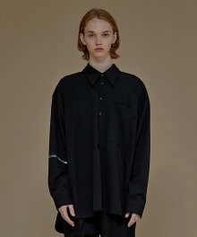 LETTERING WIDE COLLAR SHIRTS BLACK