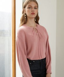 monts760 balloon sleeve lace-up knit (pink)