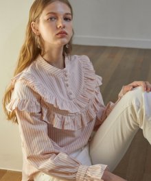 monts765 double frill stripe blouse (pink)