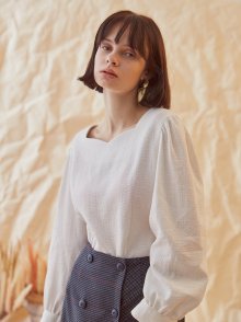 HEART NECK BLOUSE WHITE