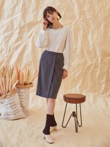 DOUBLE CHECK SKIRT  KHAKI