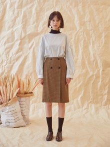 DOUBLE CHECK SKIRT  BROWN