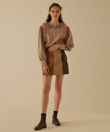 artificial leather skirt_brown