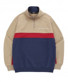 LMC TRI COLOR QUARTER ZIP SWEATSHIRT beige