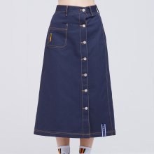 Front Pocket Cotton Skirt_Navy