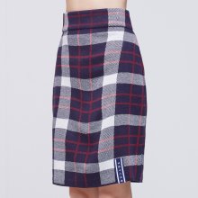 Tartan Check Knit Skirt_Navy