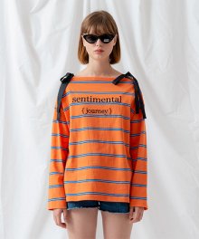 18 스트라이프 오프 티셔츠 [오렌지]