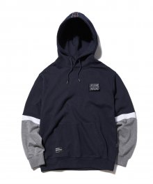 2018 COLOR BLOCK SLEEVE HOODY OVER FIT (NAVY) [GHD003G33NA]
