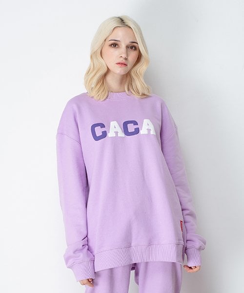 크로스 애비뉴(crossavenue) 카카 로고 맨투맨 (파스텔 보라)