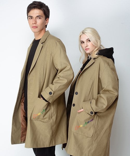 크로스 애비뉴(crossavenue) 트루 인 컨퓨젼 레인보우 코트 (올리브)