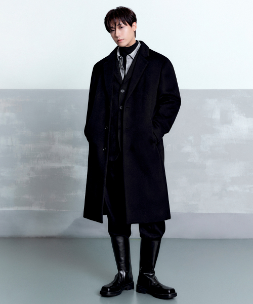 무신사 스탠다드(musinsastandard) 캐시미어 블렌드 오버사이즈 싱글 코트 [블랙]