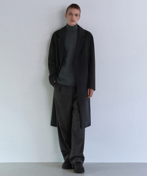 무신사 스탠다드(musinsastandard) 캐시미어 블렌드 오버사이즈 싱글 코트 [차콜 그레이]