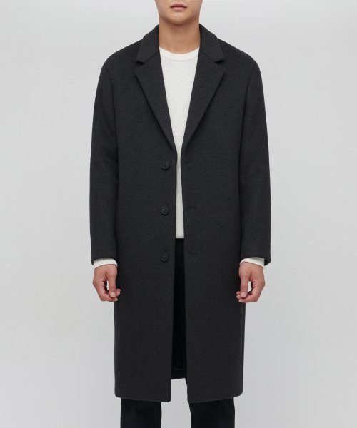 무신사 스탠다드() 캐시미어 블렌드 오버사이즈 싱글 코트 [차콜 그레이] 상품 이미지