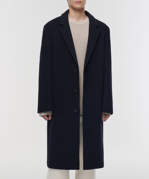 무신사 스탠다드() 캐시미어 블렌드 오버사이즈 싱글 코트 [네이비] 상품 이미지