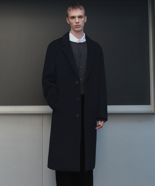 무신사 스탠다드(musinsastandard) 캐시미어 블렌드 오버사이즈 싱글 코트 [네이비]