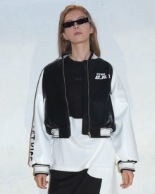 Fake Leather Bomber Jacket (WHITE)