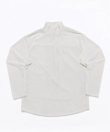 DROP-SHOULDER VELVET TURTLE-NECK TEE (Ivory)