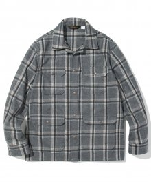 18fw wool check camp jacket grey