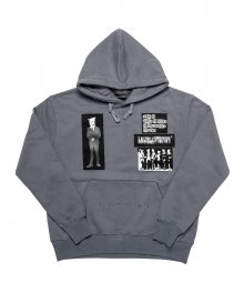 PLASTIC FACE PATCHED HOODIE - DARK GREY