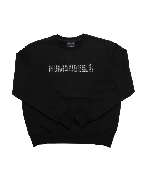 아임낫어휴먼비잉(iamnotahumanbeing) HUMANBEING RHINESTONE CREWNECK SWEATSHIRTS - BLACK